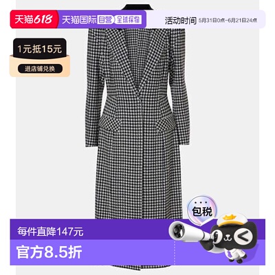 香港直邮NORMA KAMALI 诺玛 卡玛丽 女士 千鸟格格子时尚西装大衣