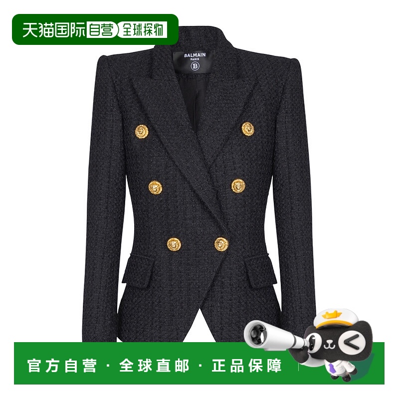 香港直邮Balmain 六粒扣粗花呢外套 GF1SI505XL81