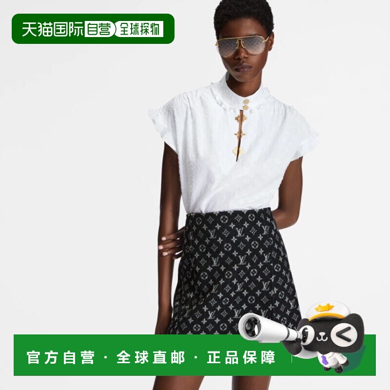 自营1h可退 欧洲直邮LV/路易威登 女士白色棉短袖衬衫新款