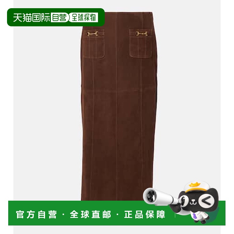 1h可退 香港直邮RIXO 女士 Edwina 绒面革半身裙 brown棕色 舒适