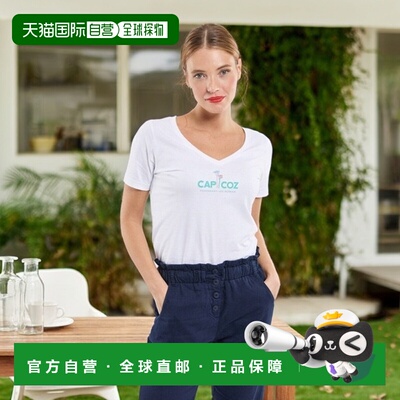 自营欧洲直邮Armor Lux 女士白色/科兹角2025印花V领短袖T恤女装