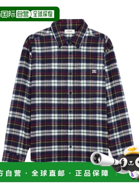 香港直邮Celine 拉绒格纹羊毛休闲衬衫 RC07H0H06.男装