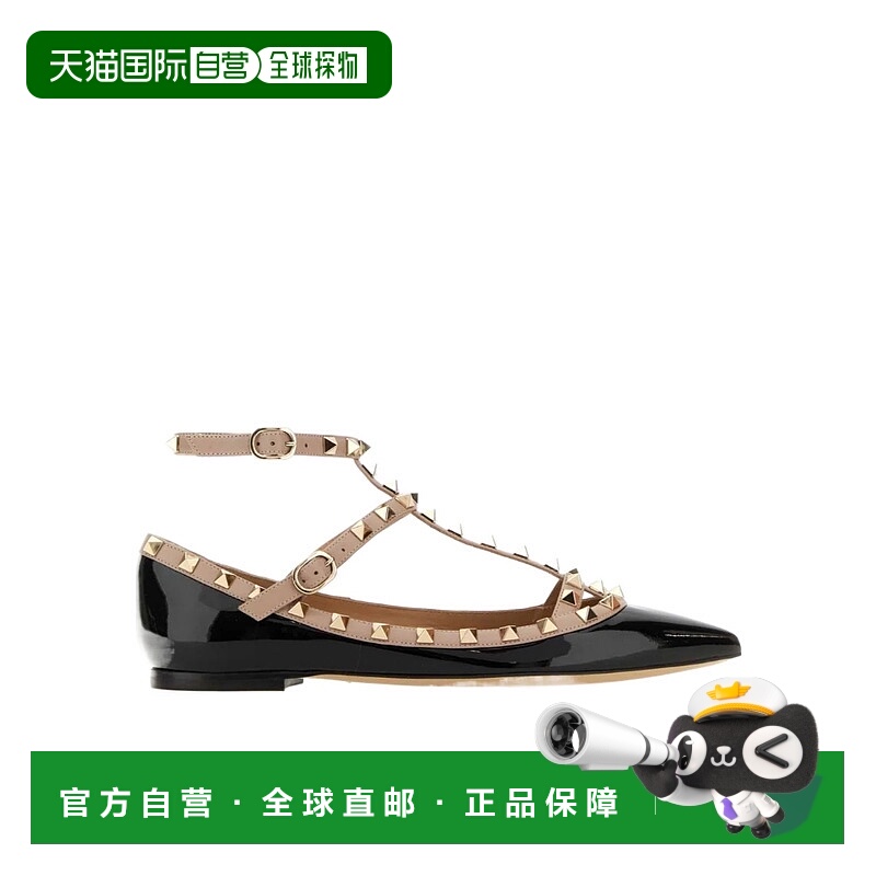 香港直邮VALENTINO Rockstud 环绕式踝带芭蕾平底鞋 Women crov