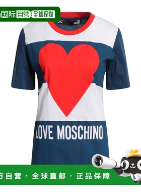 1h可退 香港直邮moschino 爱莫斯奇诺 女士 T恤 blue蓝色 舒适时