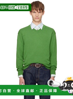 1h可退 香港直邮AURALEE 男士 绿色 Light Cashmere Knit V-Neck