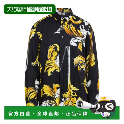 1h可退 香港直邮versace 范思哲 男士 标准剪裁衬衫 black黑色 舒