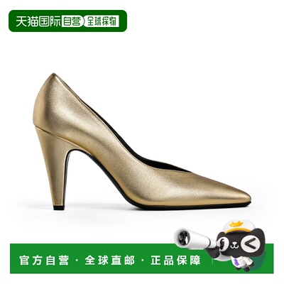 自营欧洲直邮Alaia阿拉亚 CONE女士金色压纹羊皮革尖头高跟鞋单鞋