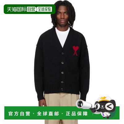 1h可退 香港直邮Ami Paris 男士 黑色 Wool Contrasted Ami de Co