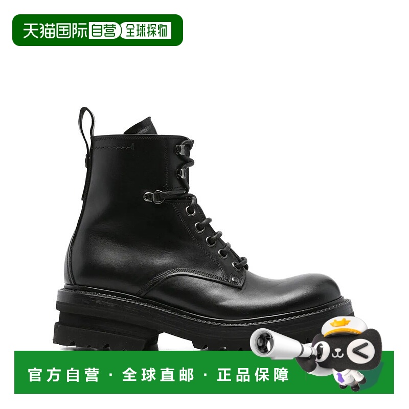 1h可退 香港直邮premiata 男士 ELBA 皮质迷彩靴子 32337NERO