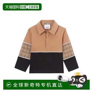 衫 香港直邮Burberry Polo 长袖 80541661博柏利 格纹拼接