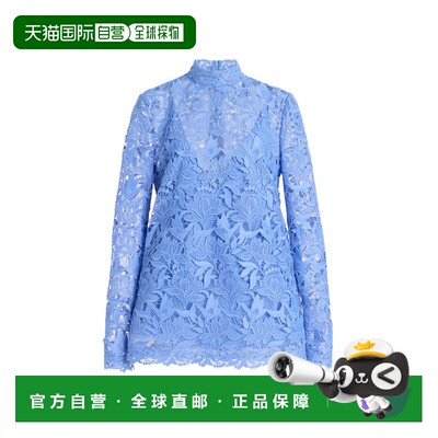 1h可退 香港直邮CAROLINA HERRERA 女士 蕾丝高领上衣 blue蓝色