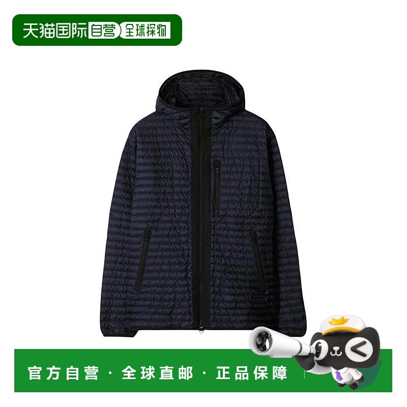 自营欧洲直邮Burberry/博柏丽 男士靛蓝紫锦纶绗缝徽标贴片连帽羽