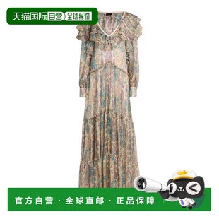1h可退 香港直邮Etro 艾特罗 女士 层叠背部开口真丝长款连衣裙