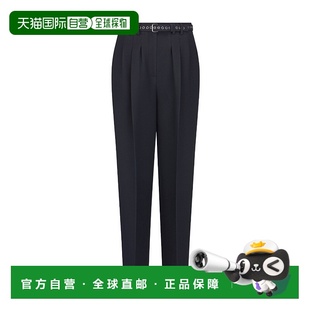 香港直邮Dior 241P04A1166 黑色褶裥束带休闲裤