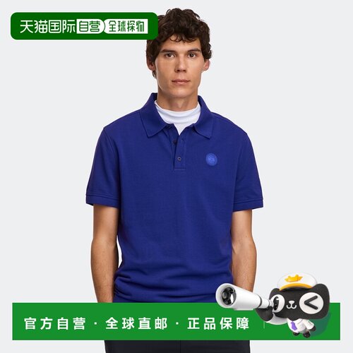 欧洲直邮自营Canada Goose加拿大鹅 男士蔚蓝色棉质短袖POLO衫