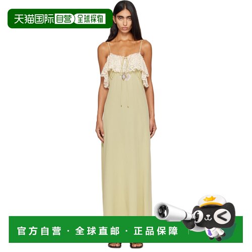 香港直邮Chloe 蔻依 女士 绿色 Crêpe de Chine & Lace Thin-Str