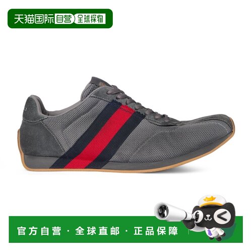 自营欧洲直邮GUCCI古驰 Tempo男士深灰色网布绒面革运动鞋