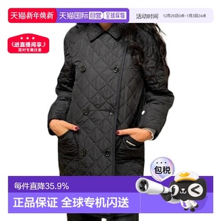 自营欧洲直邮BURBERRY博柏利女士字母印花翻领双排扣棉服新年礼物