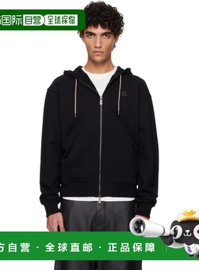 香港直邮Burberry 巴宝莉 男士 黑色 Rory Check Patch 连帽衫 81