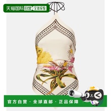 1h可退 香港直邮Blumarine 蓝色情人 女士 印花挂脖斜纹布上衣