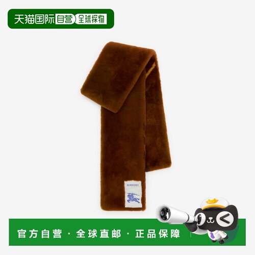 自营欧洲直邮Burberry博柏利 Check女士姜棕色羊毛皮围巾