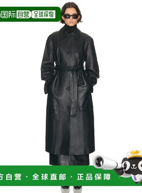 香港直邮toteme 女士 黑色束带皮革大衣 244WRO0157LE0083