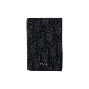 自营1h可退 欧洲直邮DIOR/迪奥 男士黑色Oblique提花老花帆布双折