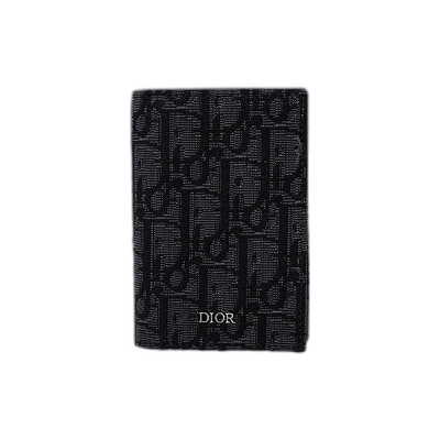自营1h可退 欧洲直邮DIOR/迪奥 男士黑色Oblique提花老花帆布双折