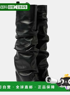 1h可退 香港直邮The Attico 女士 Rea 皮质及膝靴子 black黑色 舒