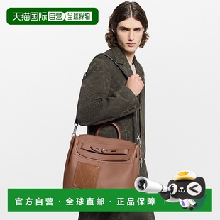 自营欧洲直邮LV路易威登 Steamer男士棕色牛皮老花图案单肩包