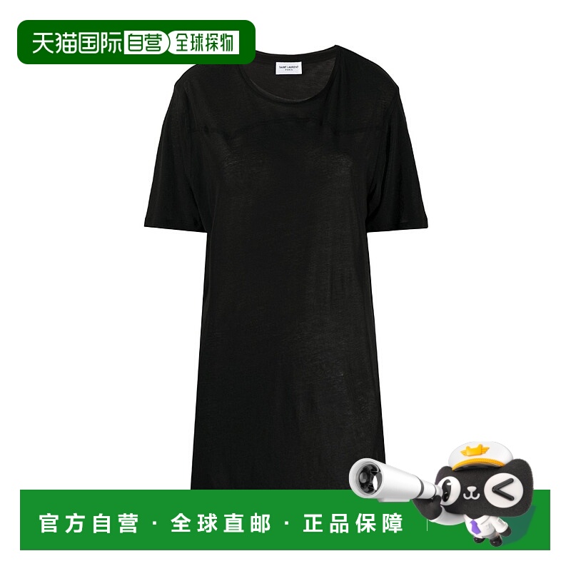 香港直邮Saint Laurent 黑色T恤式连衣裙 598041BQR21000