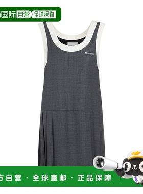 1h可退 香港直邮Miu Miu 缪缪 女士 NATURAL VIVID 灰色绑带连衣