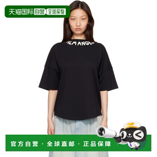 香港直邮Palm Angels 棕榈天使 女士 黑色 Neck Logo Over T恤 PW