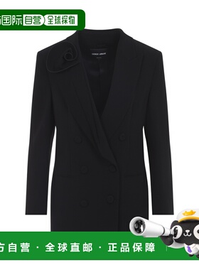 1h可退 香港直邮armani 阿玛尼 女士 BEAUTY 黑色真丝西装外套 GW