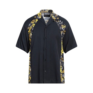 舒适时尚 香港直邮versace black黑色 花纹衬衫 范思哲 男士