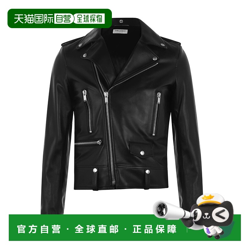 香港直邮Saint Laurent 经典机车皮质夹克 606600皮衣男装