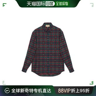 香港直邮Gucci 徽标格纹衬衫 99新未使用 770439ZAO20