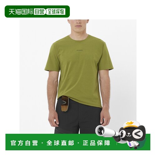 自营欧洲直邮Salomon萨洛蒙 TRACKLINE男士绿色聚酯纤维短袖T恤