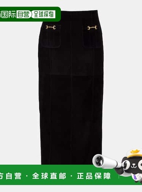 香港直邮RIXO 女士 Edwina 高腰绒面革中长半身裙直筒裙