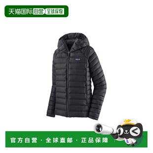 自营欧洲直邮PATAGONIA DOWN SWEATER女士黑色再生尼龙连帽羽绒服