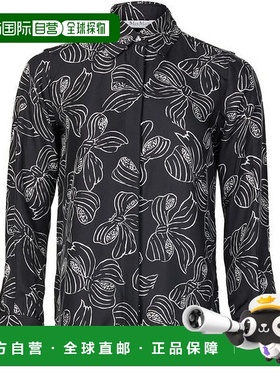 自营欧洲直邮MAXMARA麦丝玛拉 Rodesia女士黑色/白色桑蚕丝满版蝴