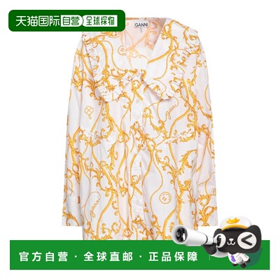 1h可退 香港直邮GANNI 甘尼 女士 Blouses 花纹衬衫 white白色 舒