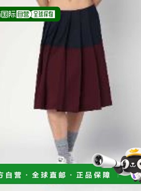 香港直邮Miu Miu 缪缪 女士 Amaranth/Navy 蓝色马海毛半身裙(Kid