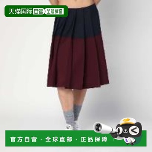 香港直邮Miu Miu 缪缪 女士 Amaranth/Navy 蓝色马海毛半身裙(Kid