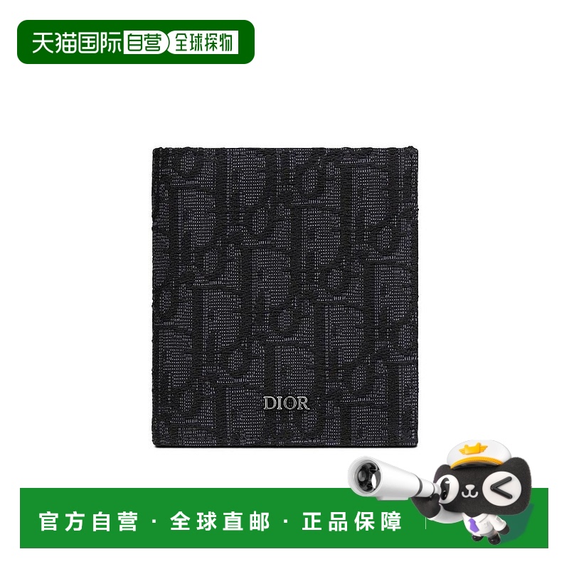 香港直邮Dior 黑色提花面料 Oblique 印花钱包 2ESBH072YSE