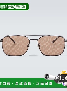 1h可退 香港直邮Gucci 古驰 男士 GG 飞行员太阳眼镜 grey灰色 舒