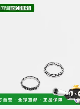 1h可退 香港直邮ASOS 男士 设计防水不锈钢链条十字架磨光银色戒(