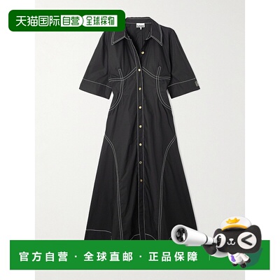 香港直邮GANNI 甘尼 女士 短袖连衣裙 W0303 black黑色 舒适时尚