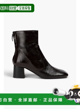 1h可退 香港直邮Sandro 女士 织纹漆皮短靴 SFACH00830CHOCOLATE