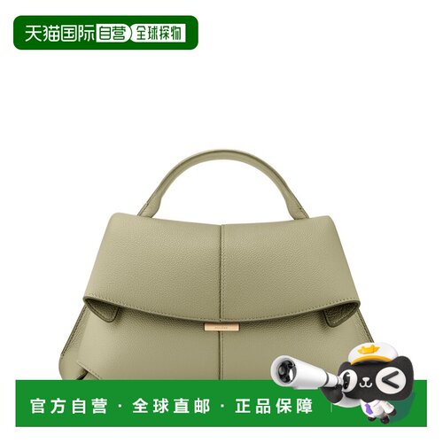 自营欧洲直邮Polene Mokki女士灰橄榄绿皮革纹理手提包单肩包